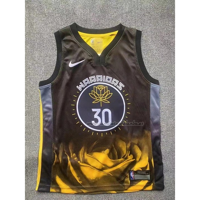 Camiseta Nino Golden State Warriors Stephen Curry NO 30 Ciudad 2022-23 Negro